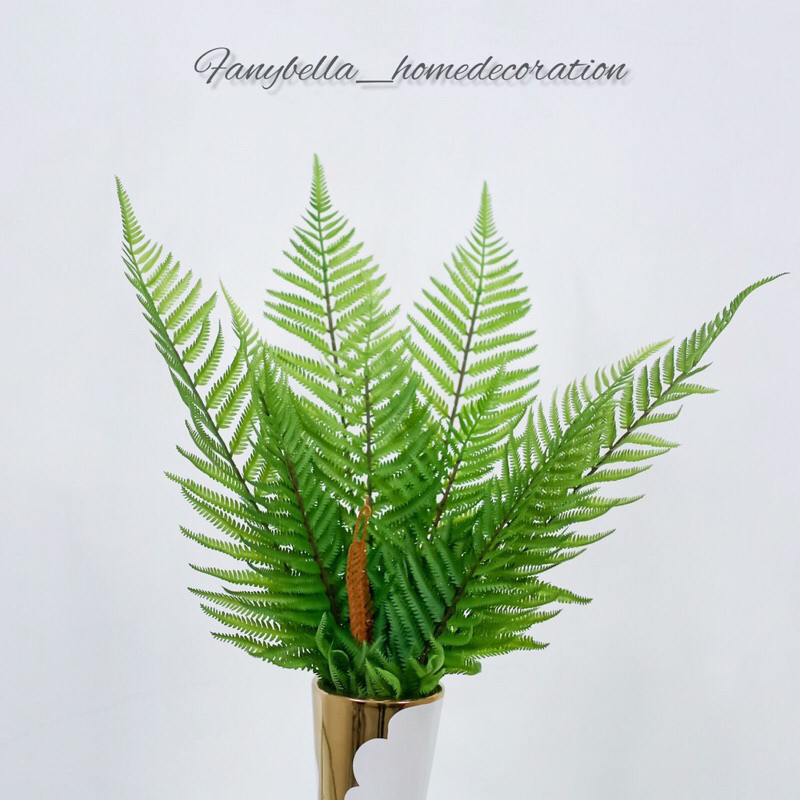 Daun Pakis Tanduk Rusa Gelombang Boston Palem Duri Artificial Cabang 9 Daun Hias Palsu Plastik| FANY