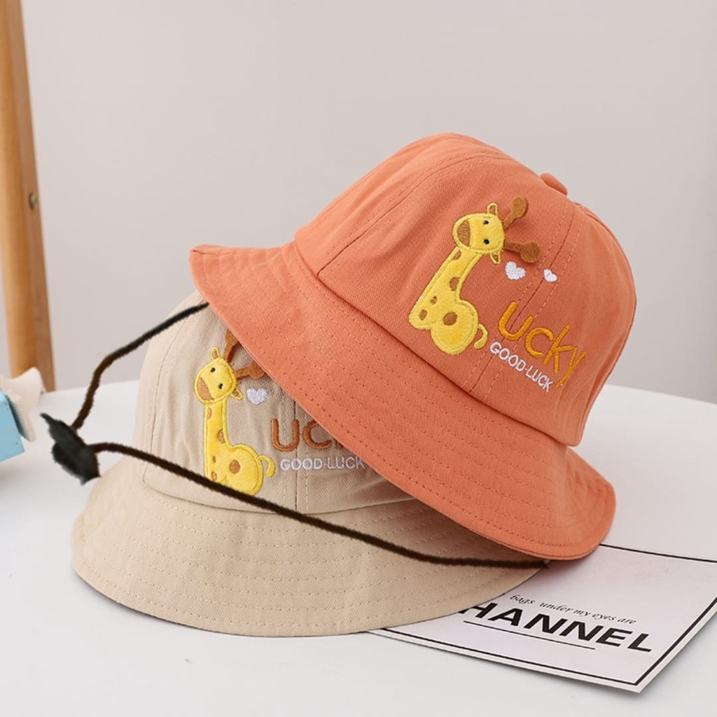 Topi Bucket Tali Good Lucky / Bucket Hat anak / Topi Bucket Tali Jerapah / Topi Bucket Anak / Topi m