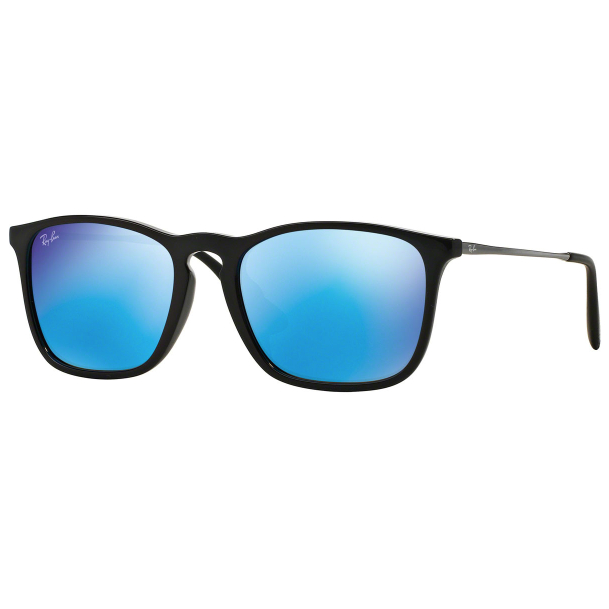 Ray-Ban Sunglass Chris RB 4187F 601/55 54 Polished Black Gunmetal w/ Blue Mirror