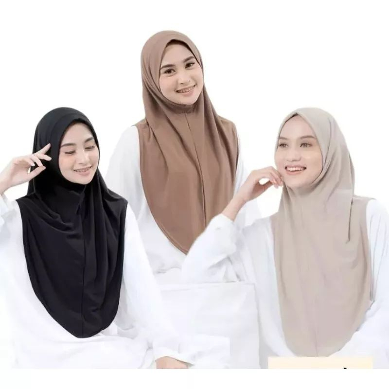Jilbab Bergo Instan Pinguin Jersey Premium / HIjab Instan Jersey Putih Premium / Kerudung Instan Pin
