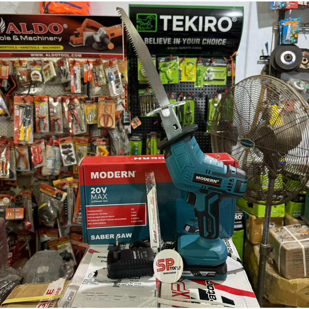 MESIN GERGAJI POTONG DAHAN RECIPROCATING SABER SAW KAYU 20V CAS CORDLESS BATERAI MODERN M68
