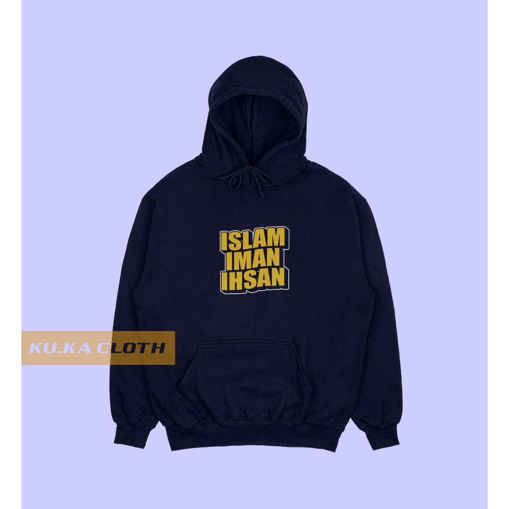 Jaket Hoodie Sweater Pria Distro Cowok Dakwah Muslim Islami Desain Islam Iman Ihsan
