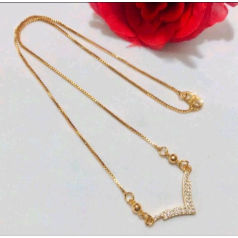 kalung Fuji 45cm titanium gold anti karat perhiasan wanita cantik terlaris trend warna emas 23k.
