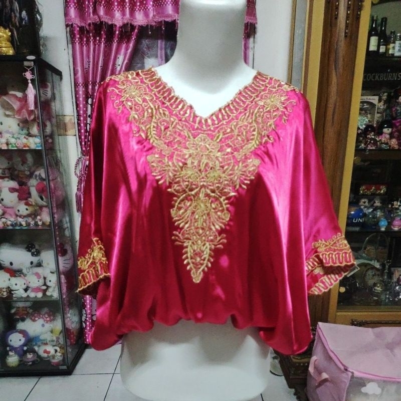 blouse satin pink fanta