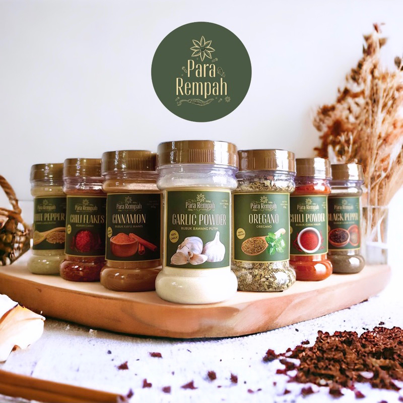 

ALL VARIANT - Para Rempah Bumbu Dapur Premium / Paprika / Pala / Bawang Putih / Oregano / Cabe Cabai / Kayu Manis Cinnamon / Lada Hitam Putih / Merica / Ketumbar / Kemiri / Chili Flakes Powder / Garlic / Thyme / Rosemary / Italian Seasoning / Wijen Basil