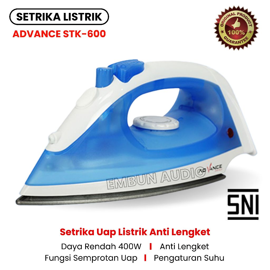 Advance Setrika Uap Listrik Anti Lengket STK-600 Hemat Listrik 400 Watt / Setrika Rumah Tangga Hemat