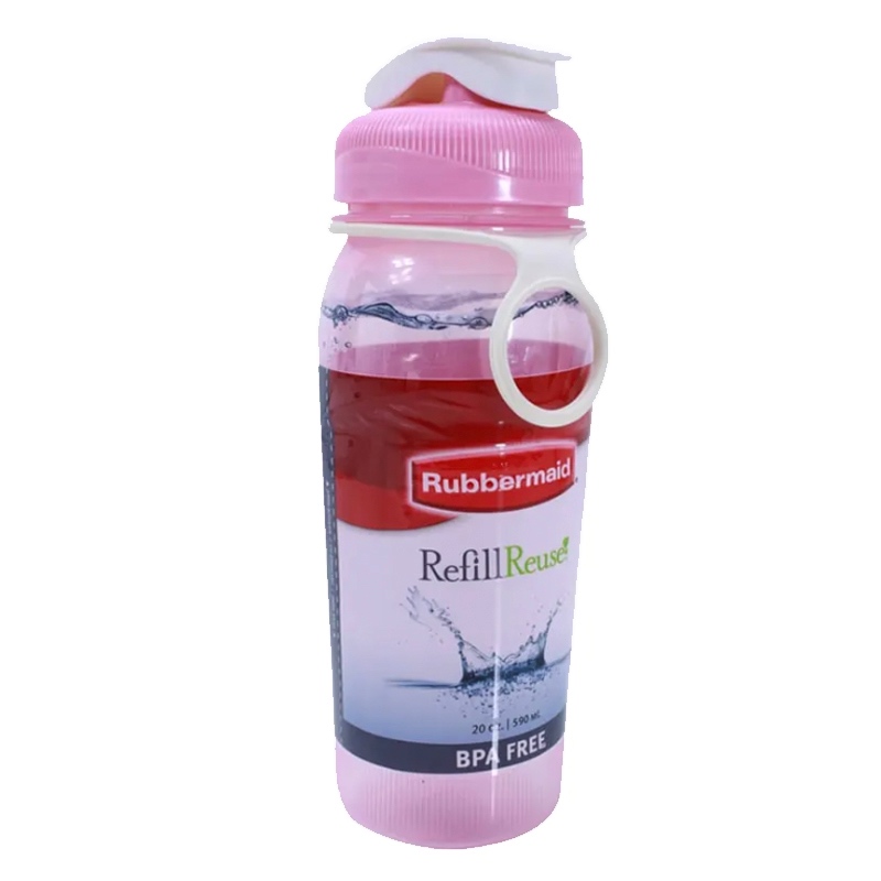 Rubbermaid 600ml Refill Reuse Botol Minuman Plastik Warna Pink Chug Minum Bottle Drinking Drink Rubb