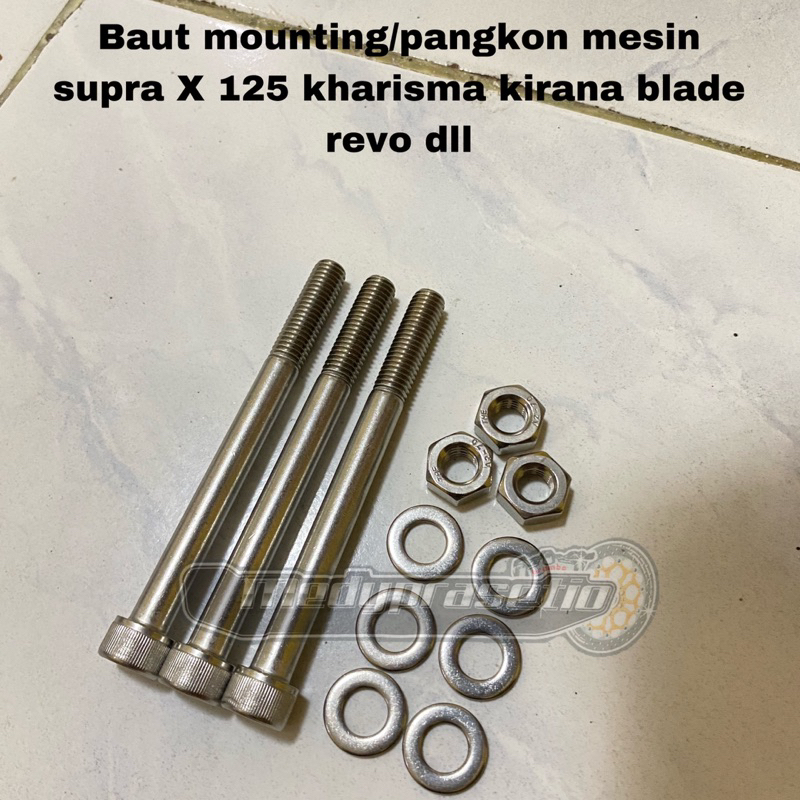 BAUT MOUNTING/PANGKON MESIN KHARISMA SUPRA X 125 REVO BLADE DLL L STAINLESS THE A2-70