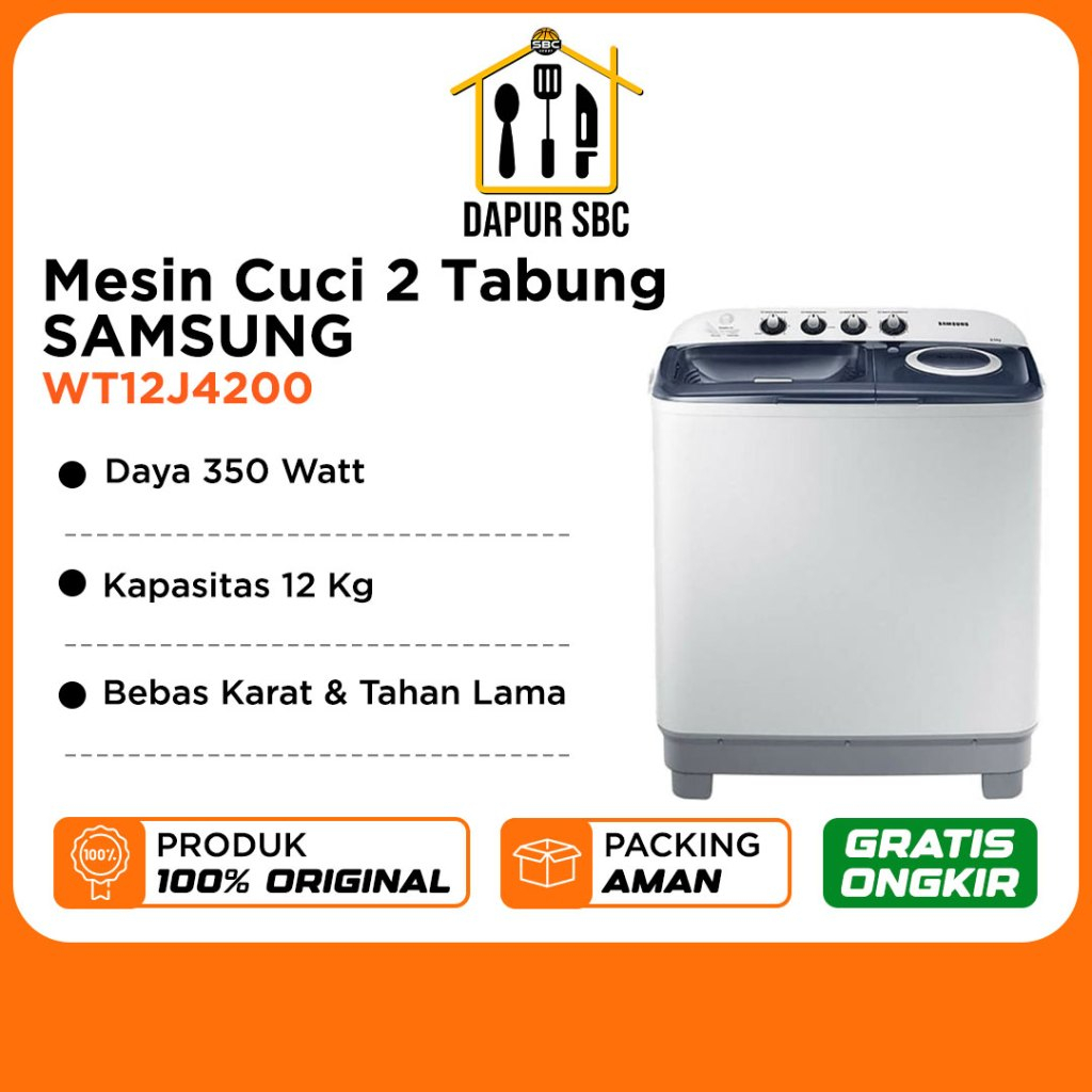 Mesin Cuci Samsung 2 Tabung WT12J4200 Kapasitas 12kg