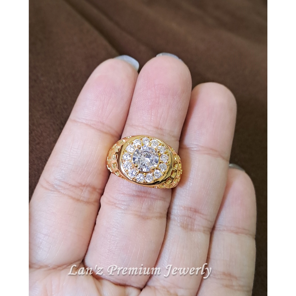 Cincin Pria Berlian Demilion KristalTitanium 22K Emas