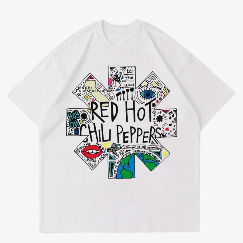 KAOS BAND RHCP | T-SHIRT BAND RHCP WHITE | BAJU BAND PRIA PUTIH