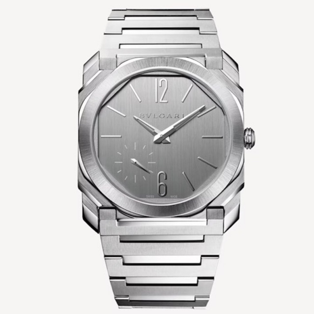 JAM TANGAN PRIA/COWOK BVLGARI OCTO FINISSIMO SILVER STEEL AUTOMATIC SWISS BV CLONE DIAMETER 40mm #Ja