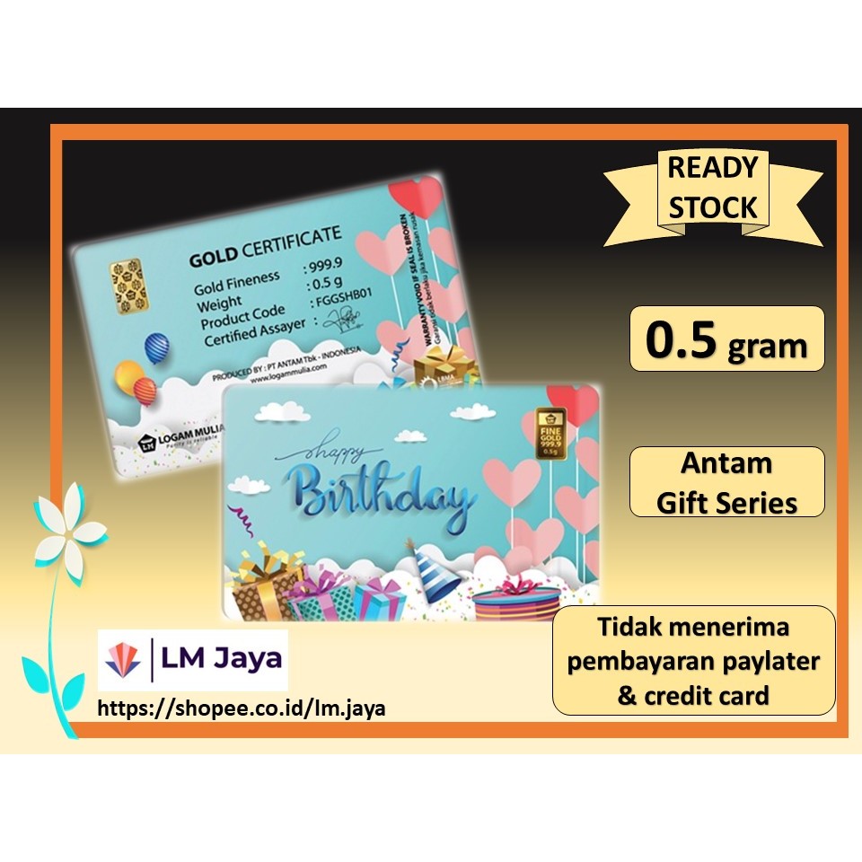 Kado Ulang Tahun Logam Mulia Antam Gift Series Happy Birthday 0.5 gr