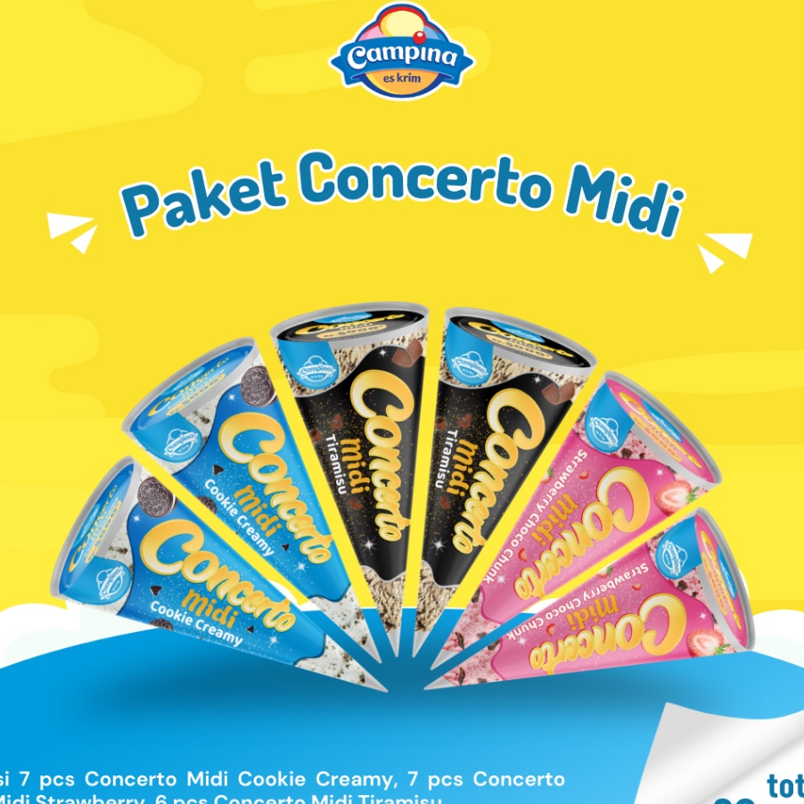 

JSLN453 Stok terbaru PAKET ICE CREAM CAMPINA CONCERTO MIDI ES KRIM