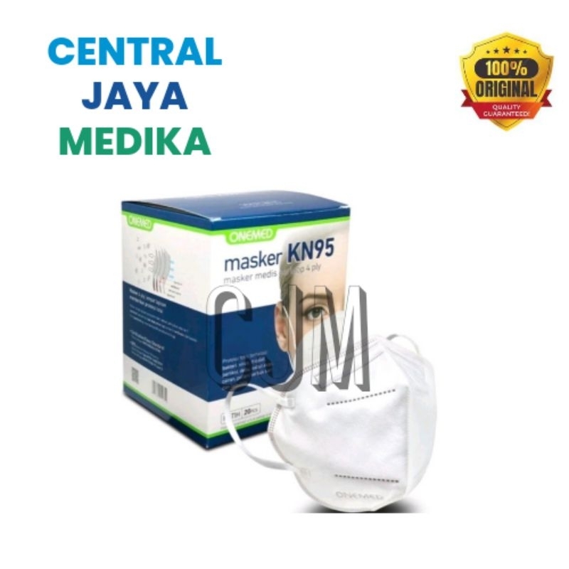 Masker Medis KN95 Onemed 4ply isi 20 - Hijau Tua / Cream