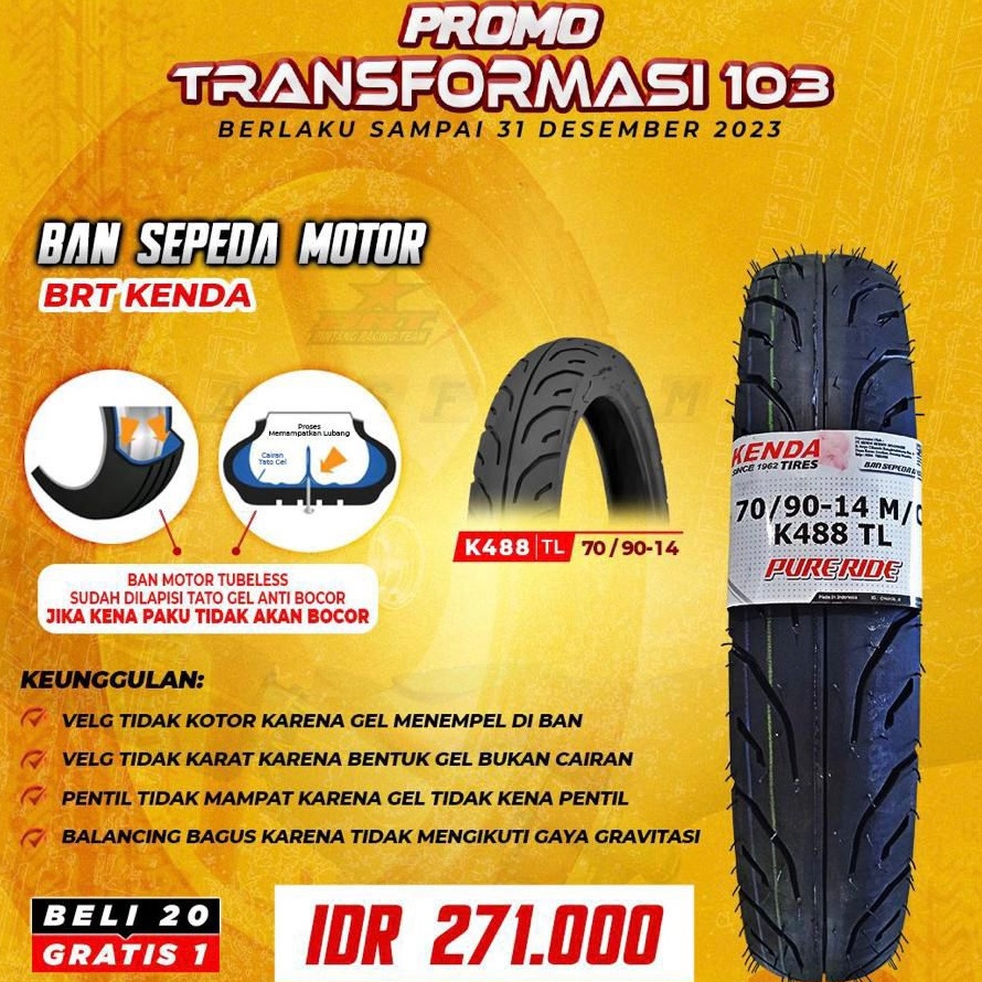 Ban BRT Kenda Ring 14 7914 8914 9914 Ban Tubles Anti Bocor Peby Racing Store