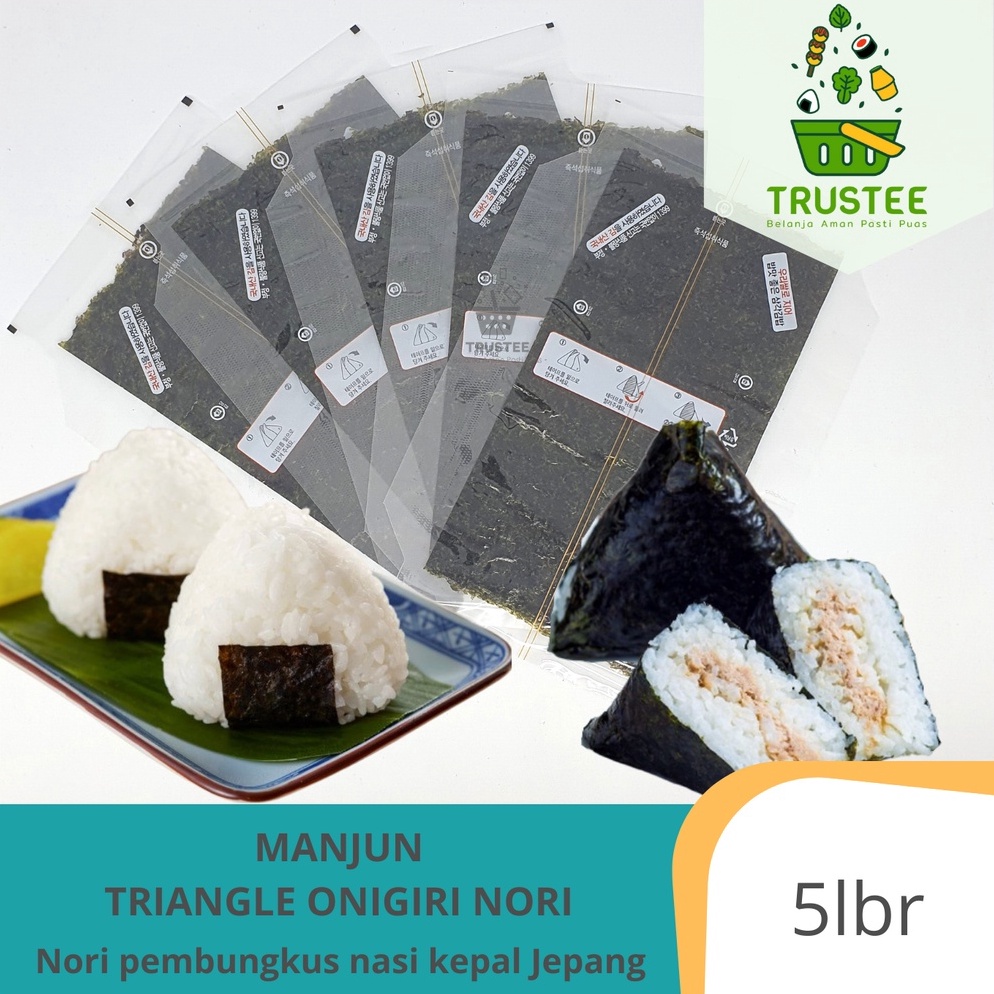 

Kualitas Premium MANJUN Triangle Sushi Nori ONIGIRI Wrapper HALAL MUI Rumput Laut nasi kepal 5lembar sheet YDY