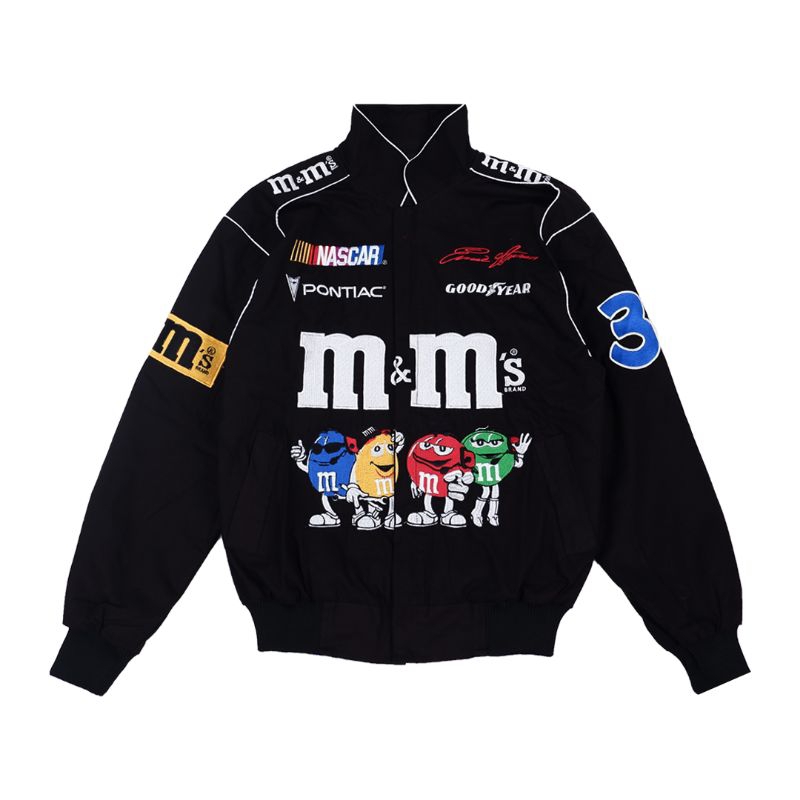 JAKET VARSITY M&M NASCAR RACING TEAM FULL BORDIR JAKET NASCAR M&M VINTAGE JAKET VARSITY RACING NASCA