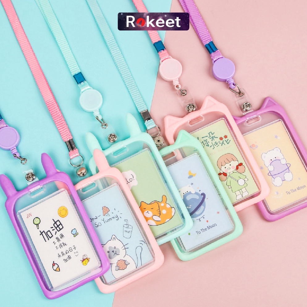 

Terkini Rokeet ID Card Holder Motif Gantungan Kartu Akses Karakter Name Tag GB8