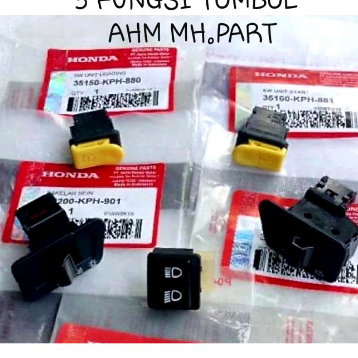 JWM TOMBOL SAKLAR SET 5pcs fungsiTOMBOL STATER KLAKSON SEIN DIM ONOFF LAMPU DEPAN BEAT KARBU VARIO K
