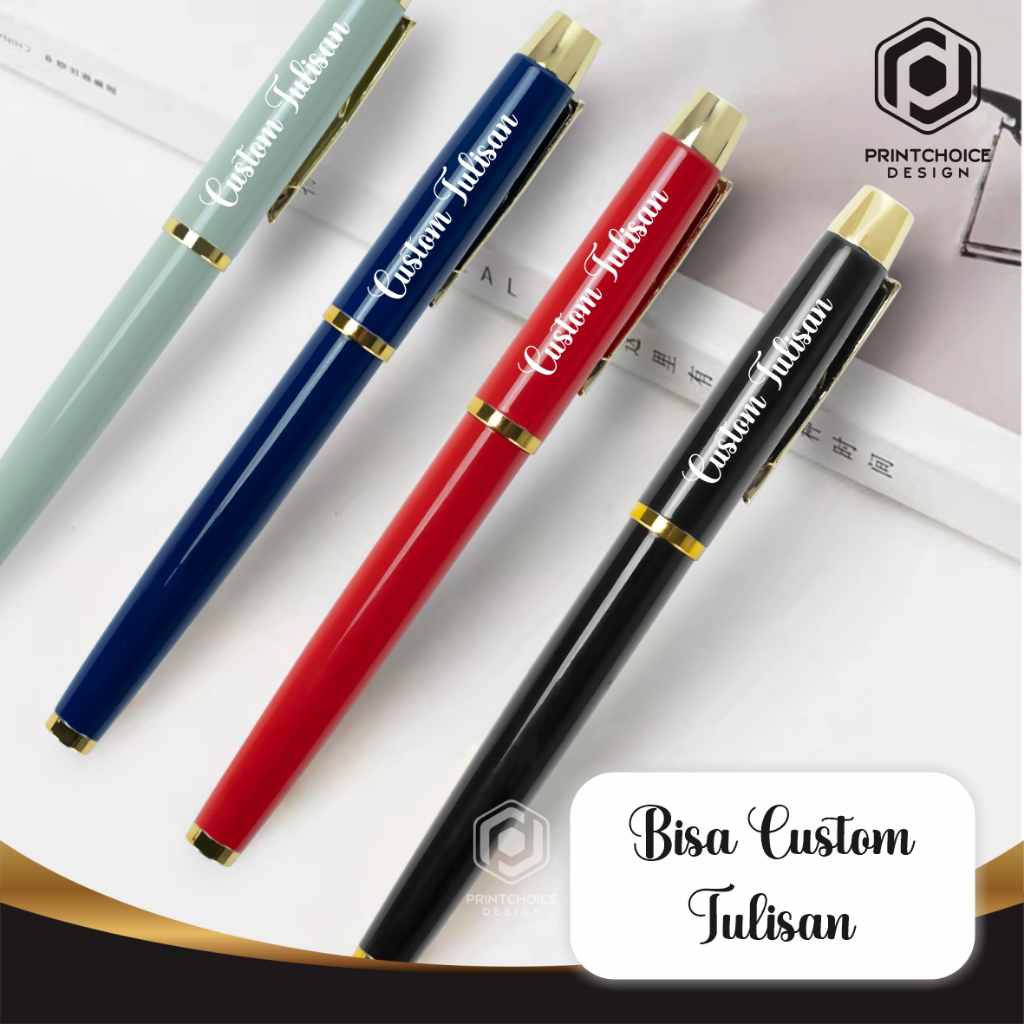 Pen Metal Custom Satuan Nama Logo Perusahaan Ballpoint Souvenir