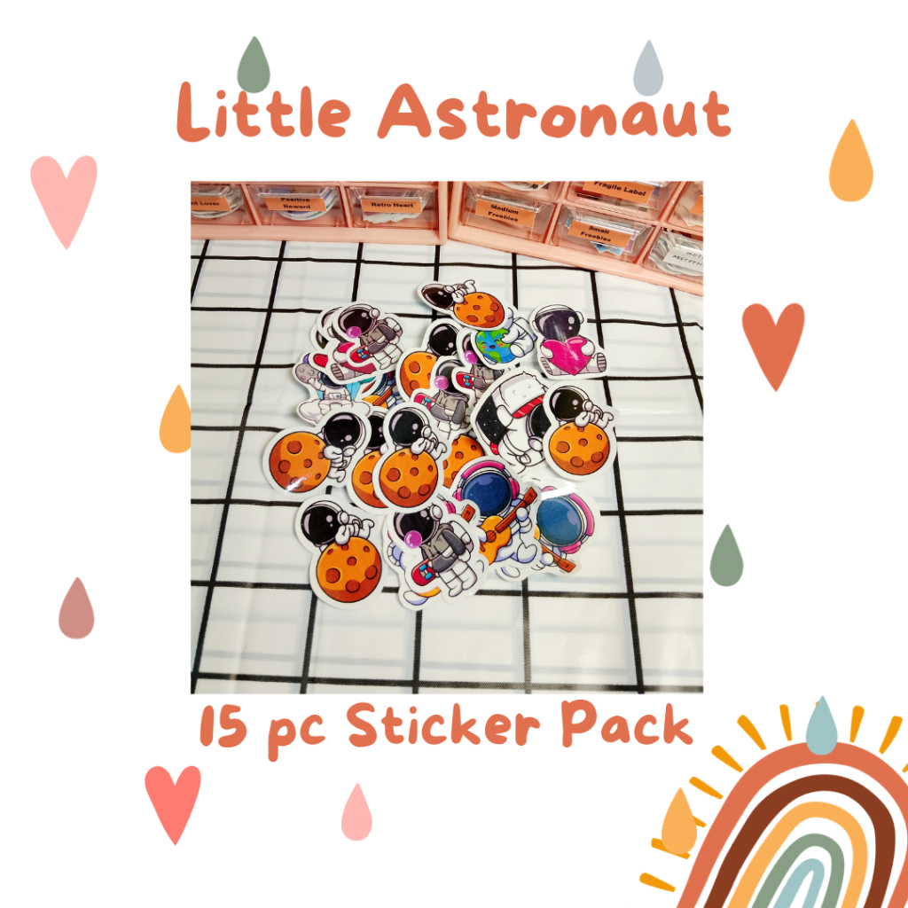 

SPS023 [15Pcs] Little Astronaut Sticker Aesthetic Waterproof Premium Untuk Jurnal Planner Notebook