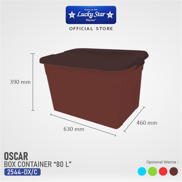 Lucky Star - BOX CONTAINER OSCAR 80LT (COKLAT) / BOX TUTUP PLASTIK JUMBO / TEMPAT PENYIMPANAN