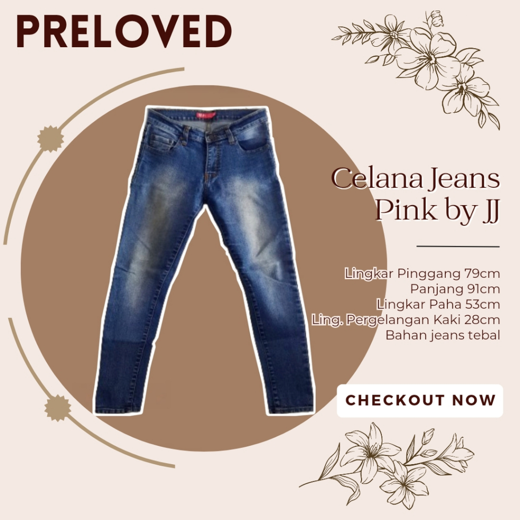 Preloved Celana Panjang Pencil Pensil Skinny Jeans Merek Merk Pink by JJ Asli Tebal Wanita Perempuan