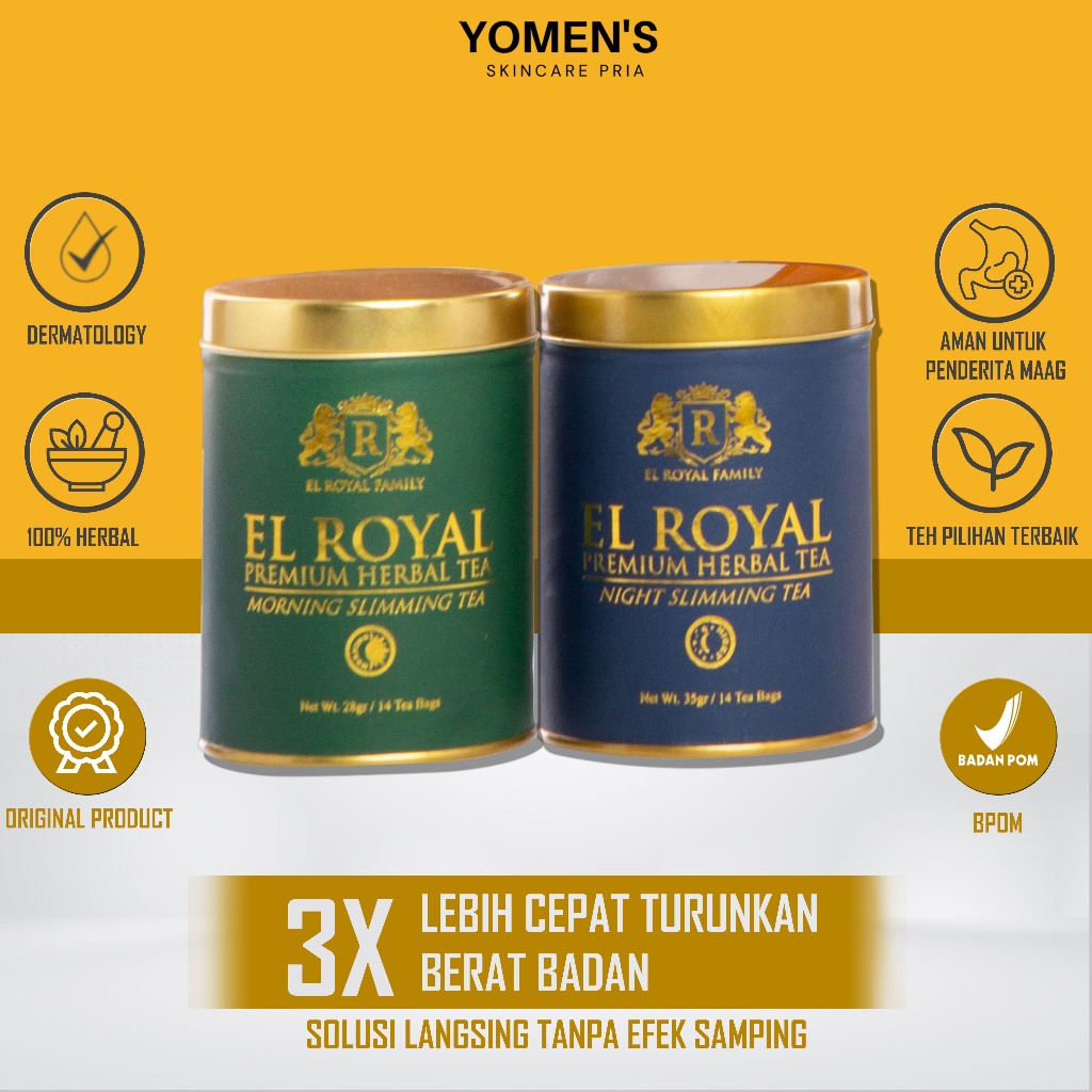 

El Royal Premium 1 Paket Teh Herbal Tea Morning & Night Teh Pelangsing Menurunkan Berat Badan BB Wanita