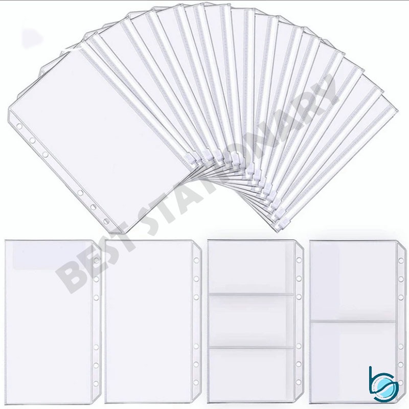 

Ziplock Binder Pocket PVC/Zipper Binder PVC A5-A6/Ziplock bag/ Pouch/Zipper PVC Diary Notebook 6 Ring - Best Stationary