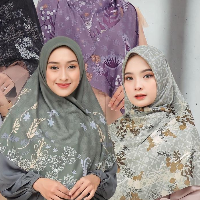 Helen_Collection Kerudung Segi Empat Azara Motif Hijab Syar'i Jumbo Jilbab Voal Ukuran 130 x 130
