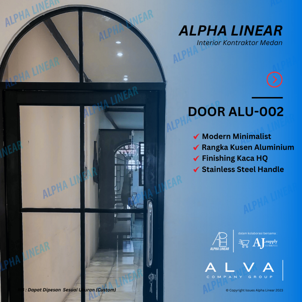 Pintu Kusen Aluminium Kaca Alva - Indoor Outdoor - Cafe Rumah Office