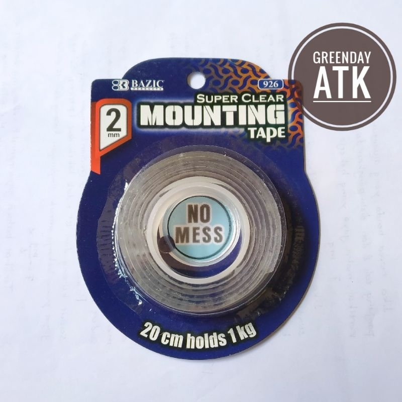 

Isolasi Nano double tape bening Bazic 926 931 super clear mounting tape 2mm 2cm x 1m / 2m