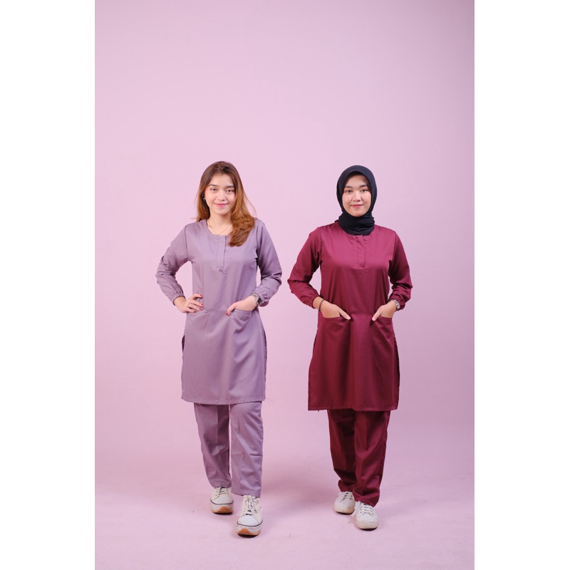 Baju Ok Oka Tunik Celana Full Set | Stenen Jaga Perawat Dokter Nakes Petugas Medis