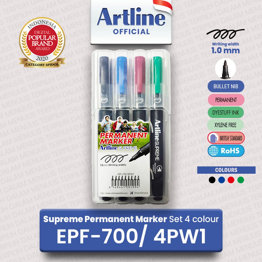 

ARTLINE Spidol Supreme Permanent Marker 4 Warna EPF-700/4PW1