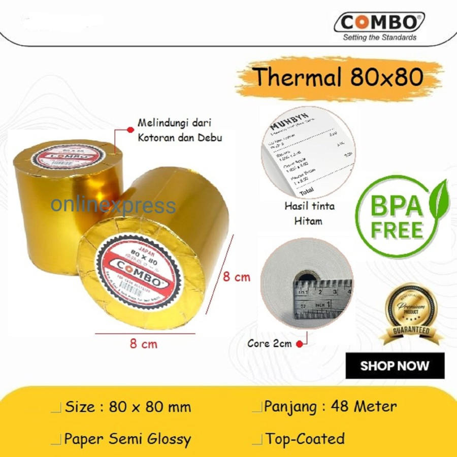 

Kertas Struk Kasir / Kertas Thermal 80x80 / Kertas Kasir Roll Combo