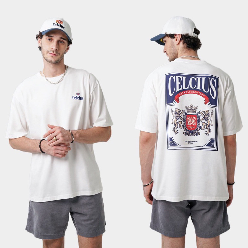 Kaos Celcius Mustang putih pria/wanita