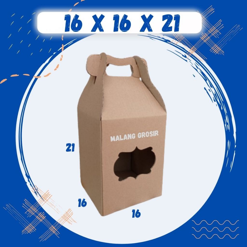 

Kardus Jinjing 16x16x21 Gable Box Dus Parcel Packing Buah Hampers Kemasan Idul fitri