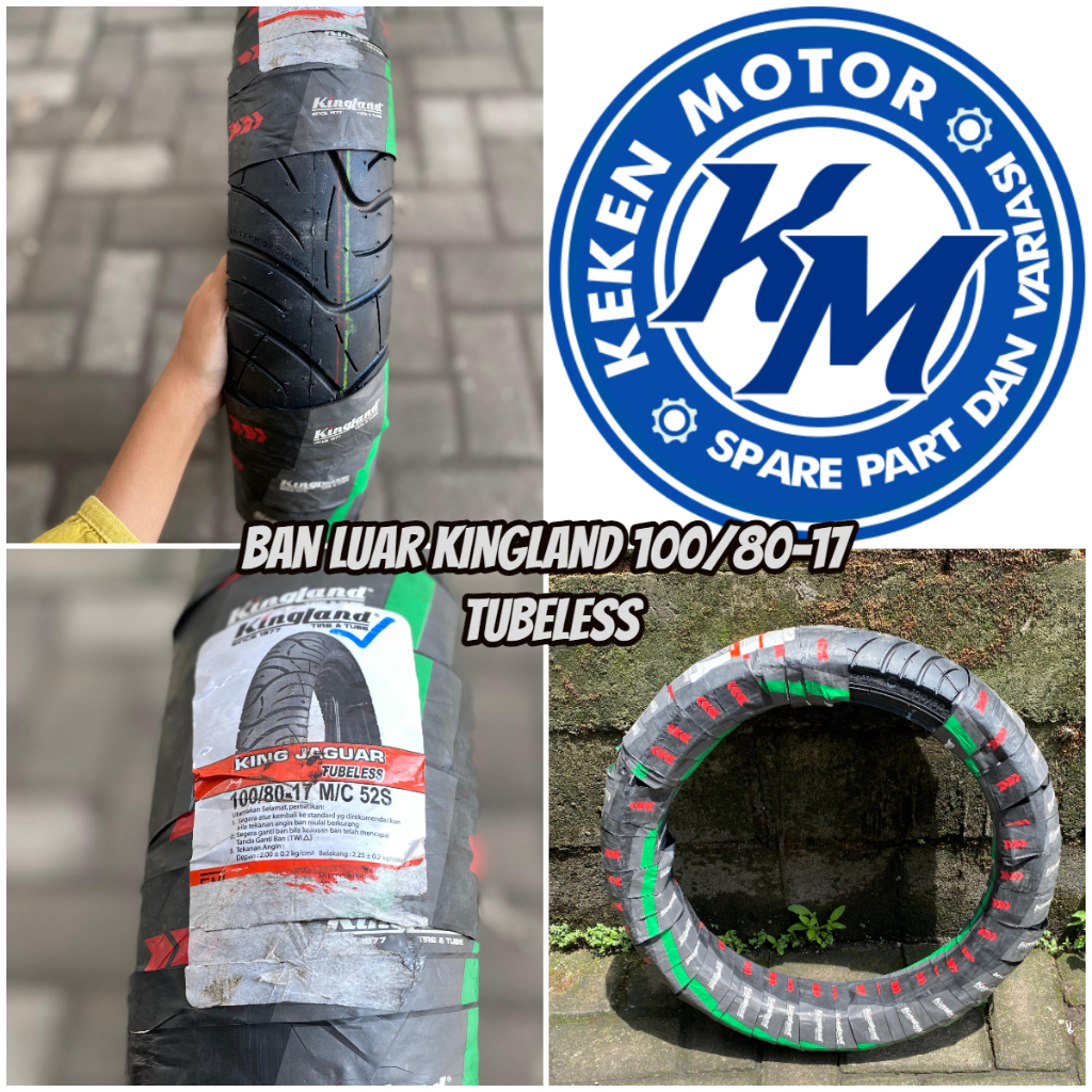 BAN LUAR KINGLAND 100/80-17 TUBELESS || BAN LUAR BELAKANG MOTOR RING 17 KINGLAND 100/80-17 TUBELESS(