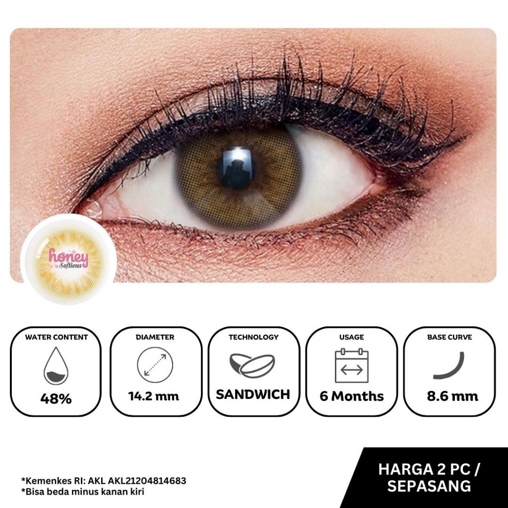 HONEYSOFTLENS Softlens Princess Scandi Olive (2pcs/sepasang) - Olens EOS