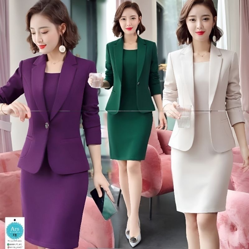 Stelan Rok Jas Wanita /Set Blazer Kantor Wanita Terbaru( only blazer dan rok saja )