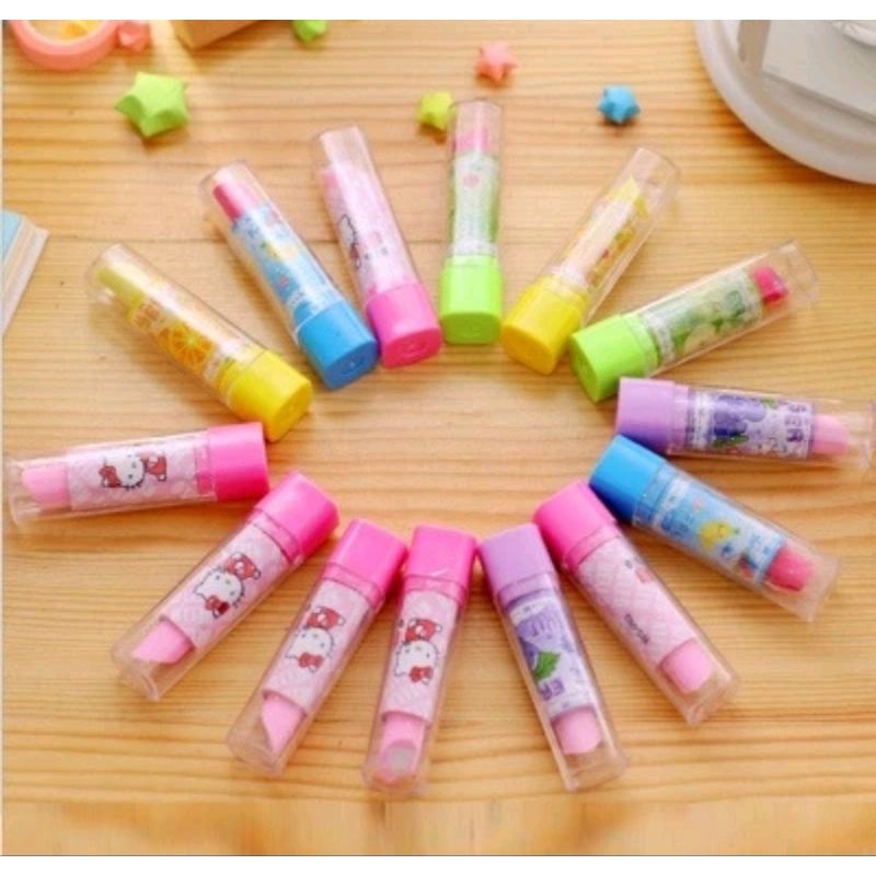 

Penghapus bentuk LIPSTIK karakter kartun warna warni