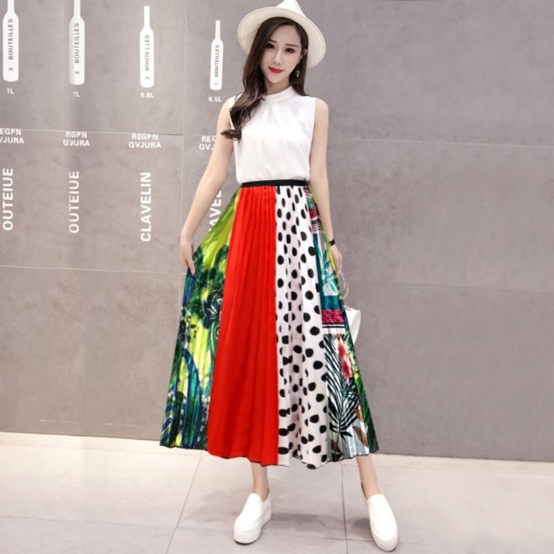 RokPlisket 7/8 Import Premium Motif Kekinian Terbaru Murah Bahan Satin Gaya Korea HighQuality