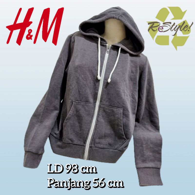 H&M DIVIDED Jacket Outer Luaran Zipper Sleting Hoodie Abu Size S