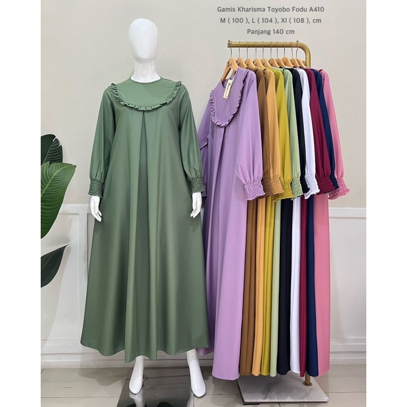 Gamis Kharisma Katun ImaToyobo Fodu A 410 | Dress Polos Toyobo Premium| Gamis Polosan Wanita
