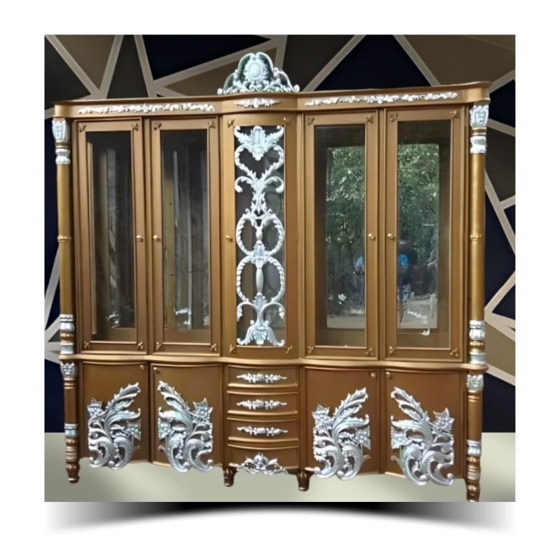 LEMARI HIAS UKIRAN JEPARA BIFET BOMBAY BUFET KAYU JATI