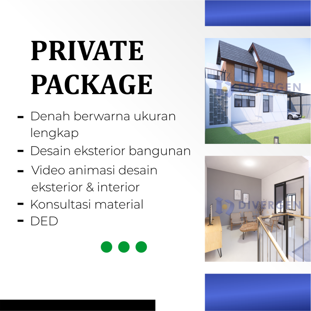 [ Paket Private Pro ] Desain Denah Rumah Ukuran Lengkap | Desain Eksterior | Video Animasi | DED