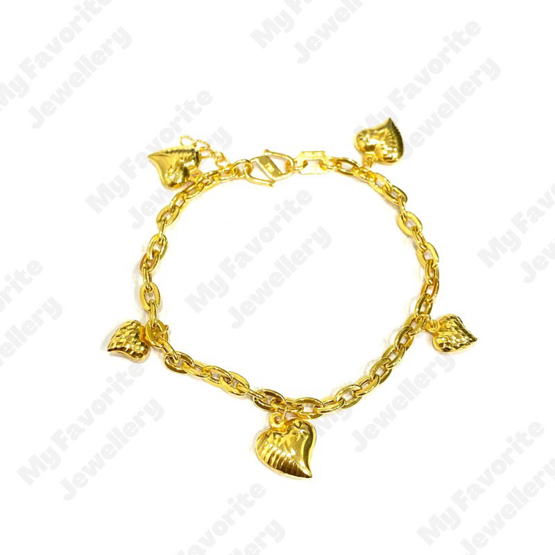 Gelang Model Fancy Variasi Gantung 5graman Emas Asli Kadar 700 dan 875