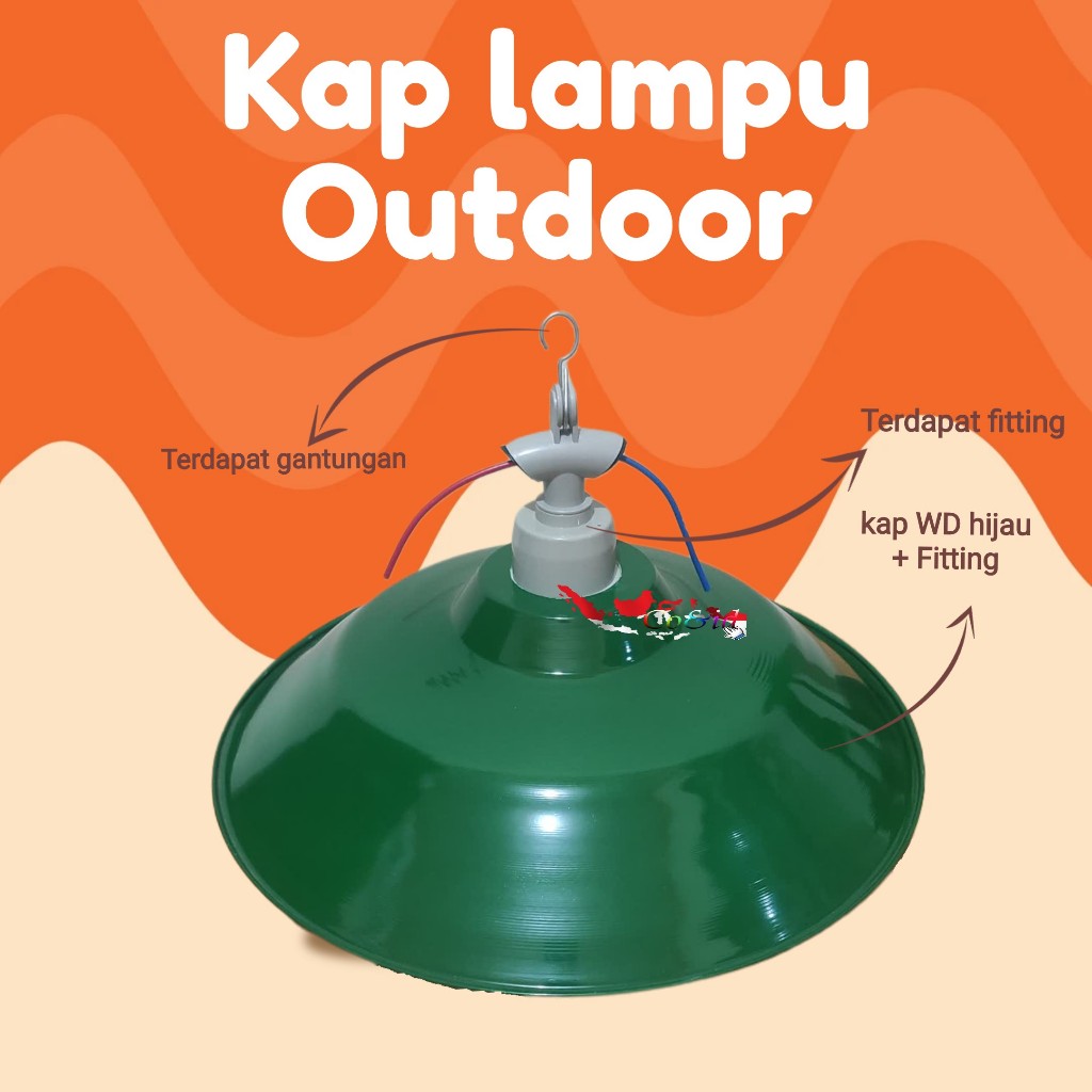 Kap Lampu Satu Set Outdoor WD Hijau Gantung E27 Lampu Kap Lampu Tiang Kap Jalan Kap WD Hijau Kap WD 