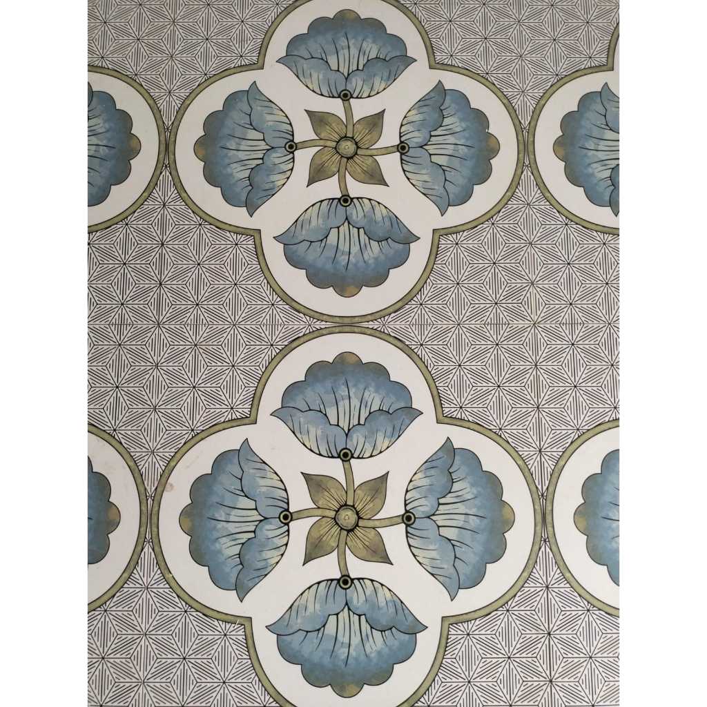 Granit Matte Ukuran 60x60 Kode; GNP02 by Niro Granit Warna Abu Biru Motif Bunga Vintage/ Kualitas 1/